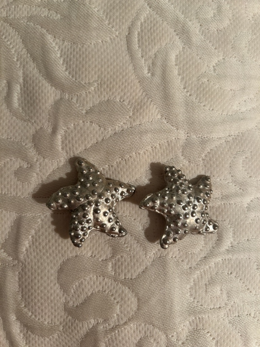 Vintage DKNY silver tone starfish earrings